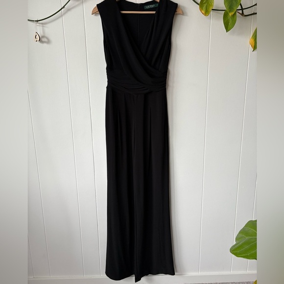Lauren Ralph Lauren Black Sleeveless V-Neck Jumpsuit | Size 4 - Picture 3 of 8
